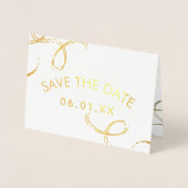 Carte Dorée Script Enregistrer la Date Photo Faux Tourbillon N (Devant)