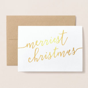 Carte Dorée Script moderne "Joyeux Noël" Photo de vacances