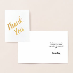 Carte Dorée Script moderne Merci d'anniversaire