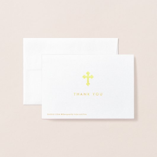 Carte Dorée Script moderne | Merci du baptême rose photo | (Derrière avec enveloppe)