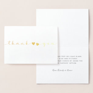 Carte Dorée Script moderne minimaliste personnalisé Merci blan