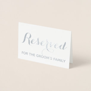 Carte Dorée Script personnalisé réservé élégant Mariage Table