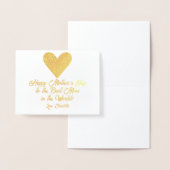 Carte Dorée Script simple Joyeux Fête des Mères Grand Coeur d' (Affichage)