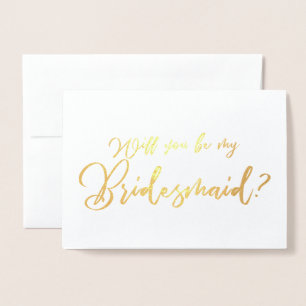 Carte Dorée Seras-tu ma Demoiselle d'Honneur Calligraphie Chic