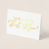 Carte Dorée Seras-tu mon témoin calligraphie chic (Devant)