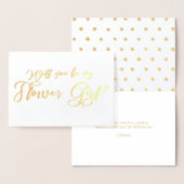 Carte Dorée Serez-vous ma Calligraphie Chic Fleur (Affichage)