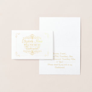 Carte Dorée Serez-vous ma demoiselle d'honneur ? Cru fleuri