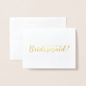 Carte Dorée Serez-Vous Ma Femme D'Accueil ? Or de script moder (Devant avec enveloppe)