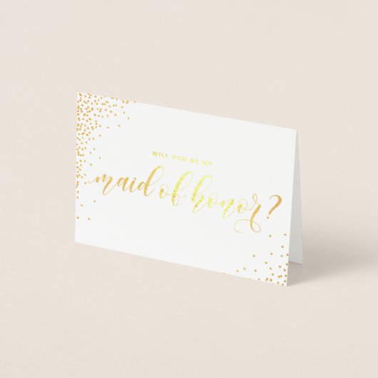 Carte Dorée Serez-vous ma femme d'honneur Script Gold Foil Car (Devant)