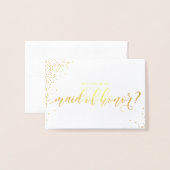 Carte Dorée Serez-vous ma femme d'honneur Script Gold Foil Car (Devant avec enveloppe)