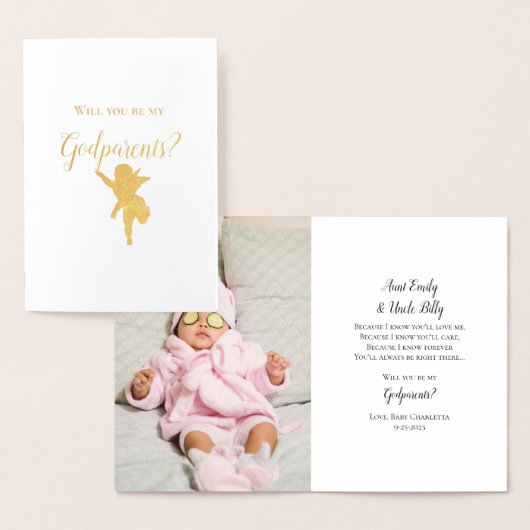 Carte Dorée Serez-Vous Mes Parents Cherub Photo Proposition (Affichage)