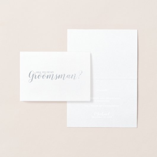 Carte Dorée Serez-Vous Mon Groomsman ? Argent élégant (Affichage)