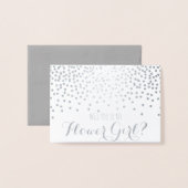 Carte Dorée Serez-Vous Mon Mariage Flower Girl Silver Foil (Devant avec enveloppe)