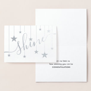Carte Dorée SHINE Étoiles Suspendues Félicitations Script Réel