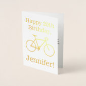 Carte Dorée Silhouette de vélo à huile d'or + Joyeux anniversa (Devant)