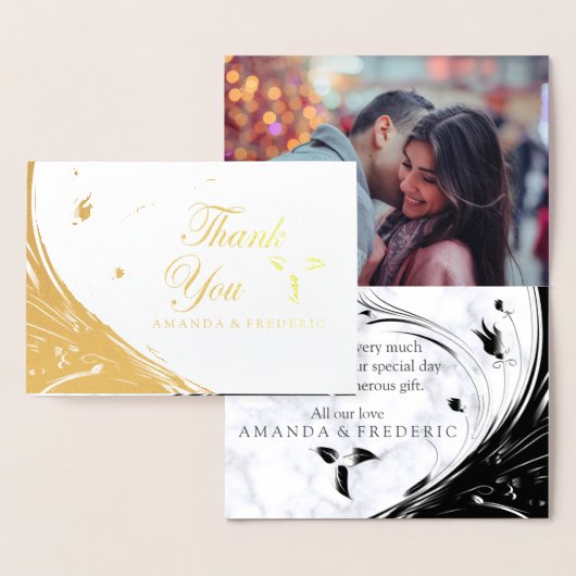 Carte Dorée Silhouette noire moderne élégante sur Marbre blanc (Affichage)