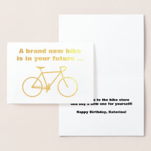 Carte Dorée Silly "Un tout nouveau vélo est dans votre avenir.