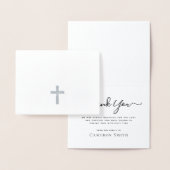 Carte Dorée Silver cross loss sympathy thank you notecard (Affichage)