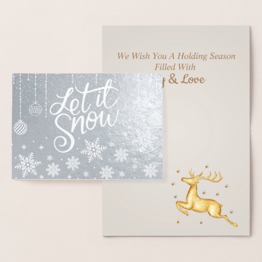 Carte Dorée Silver De Luxe Design Laisser Il Neige Noël (Affichage)