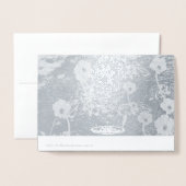 Carte Dorée Silver Foil floral 25e anniversaire Mariage blanc (Derrière avec enveloppe)