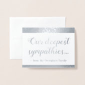 Carte Dorée Silver Foil "Nos plus profondes sympathies..." Car (Devant avec enveloppe)
