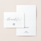 Carte Dorée Silver Metallic Elegant Thankful Company Merci (Affichage)
