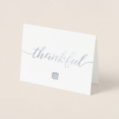 Carte Dorée Silver Metallic Elegant Thankful Company Merci (Devant)