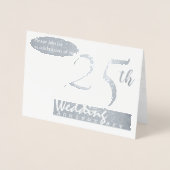 Carte Dorée Simple 25ème anniversaire de Mariage d'argent (Devant)