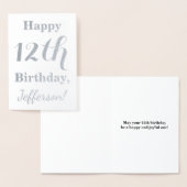 Carte Dorée Simple Argent Foil 12ème anniversaire + Nom person (Affichage)