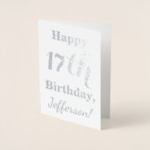 Carte Dorée Simple Argent Foil 17ème anniversaire + Nom person (Devant)