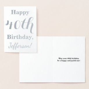 Carte Dorée Simple Argent Foil 40e anniversaire + Nom personna