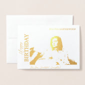 Carte Dorée Simple Elegant Moderne Anniversaire Photo Élégante (Devant avec enveloppe)