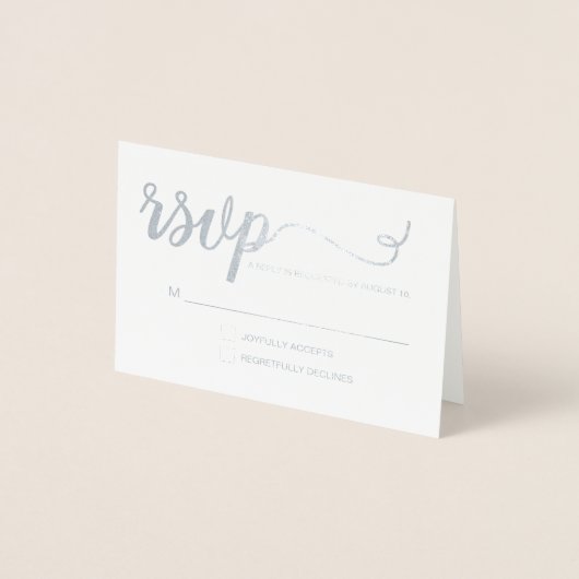 Carte Dorée Simple Elegant or RSVP script argent anniversaire (Devant)