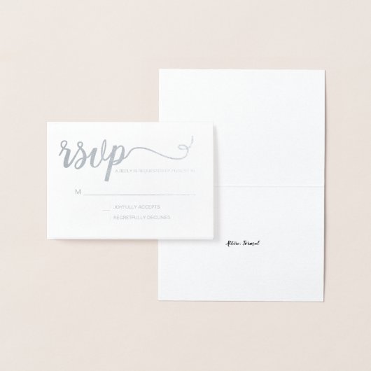 Carte Dorée Simple Elegant or RSVP script argent anniversaire (Affichage)