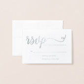 Carte Dorée Simple Elegant or RSVP script argent anniversaire (Devant avec enveloppe)