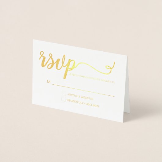 Carte Dorée Simple Elegant or RSVP script événement (Devant)