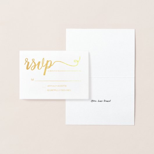 Carte Dorée Simple Elegant or RSVP script événement (Affichage)