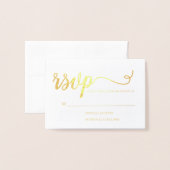 Carte Dorée Simple Elegant or RSVP script événement (Devant avec enveloppe)