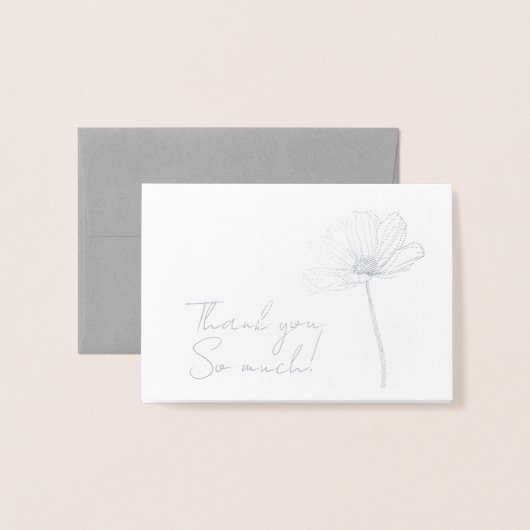 Carte Dorée Simple Fleur Merci (Devant avec enveloppe)