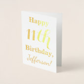 Carte Dorée Simple Gold Foil 11e anniversaire + Nom personnali (Devant)