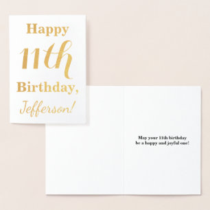 Carte Dorée Simple Gold Foil 11e anniversaire + Nom personnali