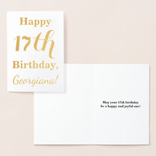 Carte Dorée Simple Gold Foil 17e anniversaire + Nom personnali