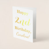 Carte Dorée Simple Gold Foil 2e anniversaire + Nom personnalis (Devant)