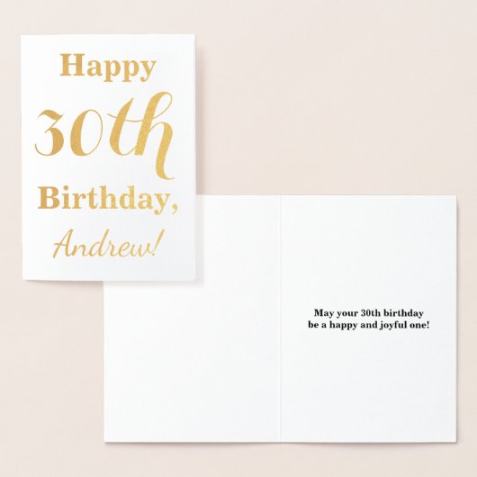 Carte Dorée Simple Gold Foil 30e anniversaire + Nom personnali (Affichage)