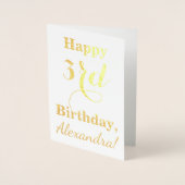Carte Dorée Simple Gold Foil 3ème anniversaire + Nom personnal (Devant)