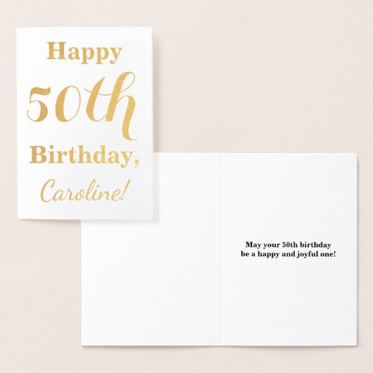 Carte Dorée Simple Gold Foil 50e anniversaire + Nom personnali (Affichage)