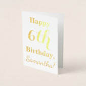 Carte Dorée Simple Gold Foil 6e anniversaire + Nom personnalis (Devant)