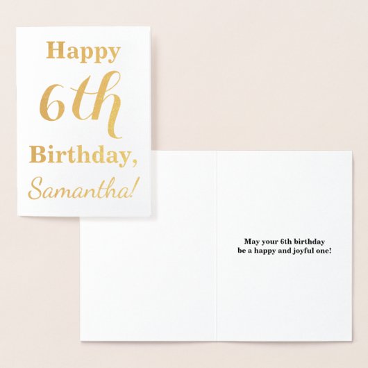 Carte Dorée Simple Gold Foil 6e anniversaire + Nom personnalis (Affichage)