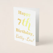 Carte Dorée Simple Gold Foil 7e anniversaire + Nom personnalis (Devant)