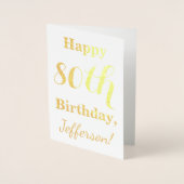 Carte Dorée Simple Gold Foil 80e anniversaire + Nom personnali (Devant)